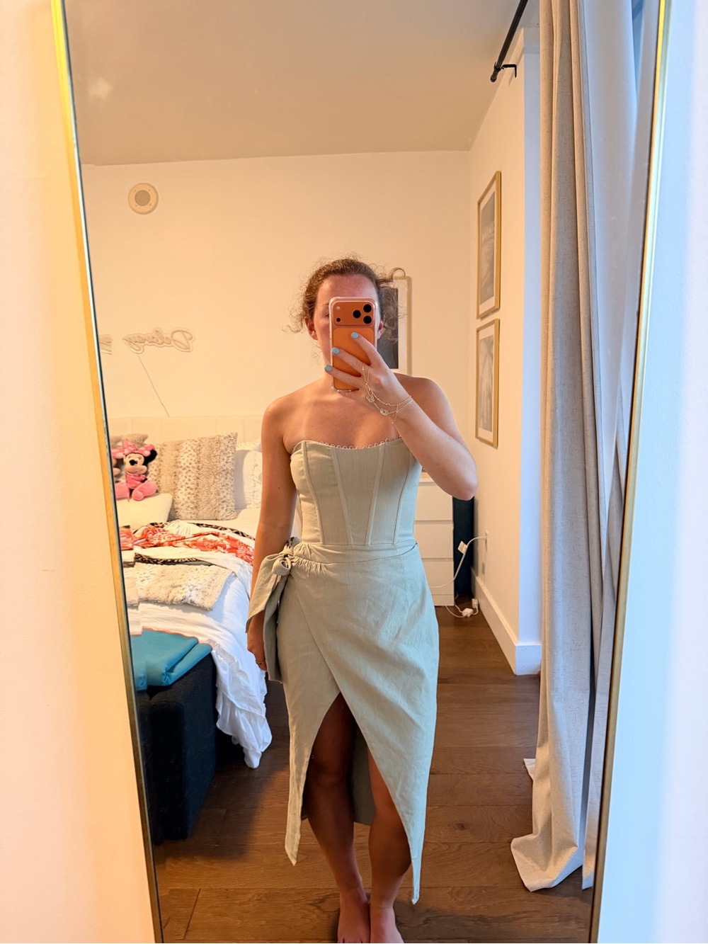 V. Chapman Strapless Midi Dress in Sage